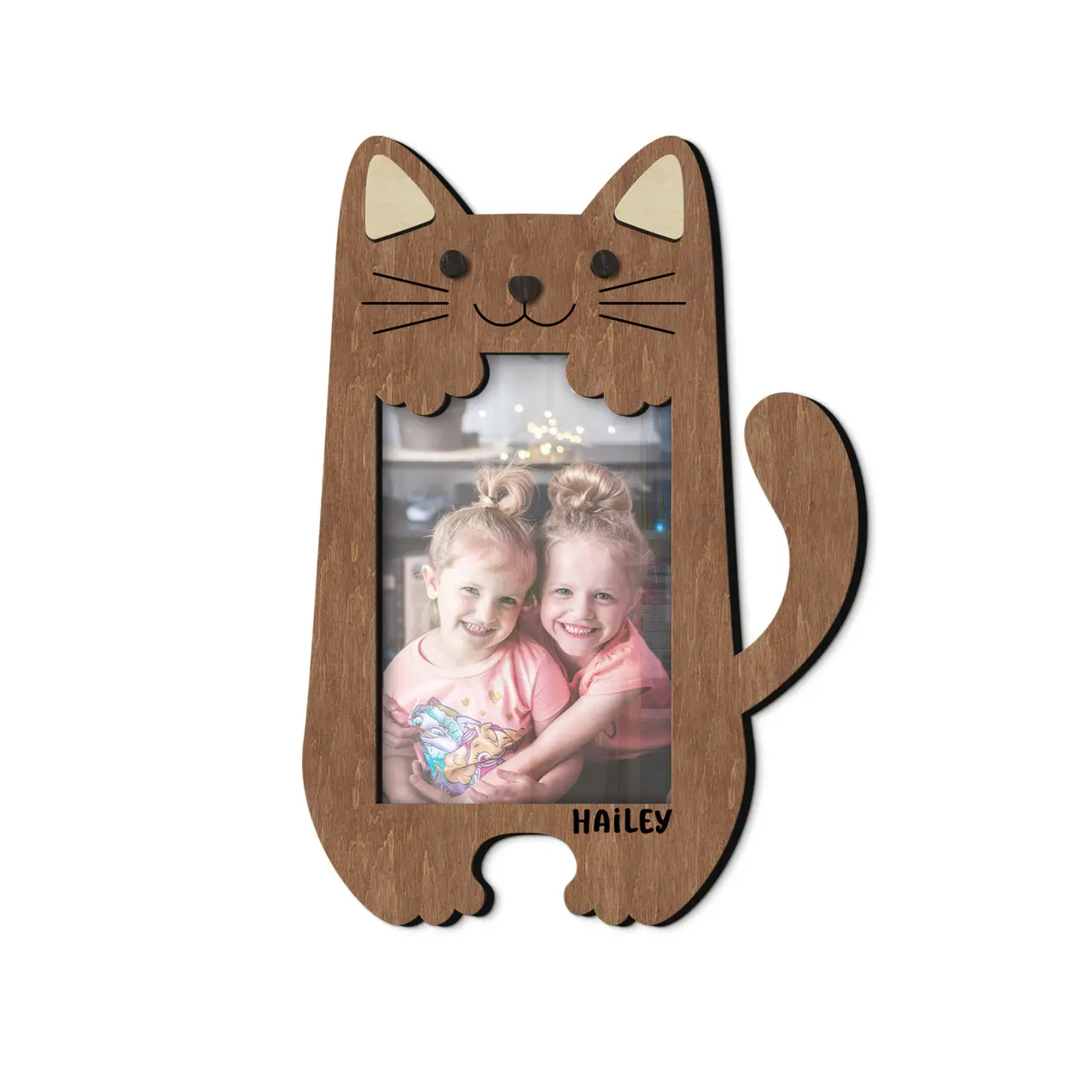 Фоторамка персоналізована у формі кішки на 1 фото Коричневий (cat_4x6_vertical) - фото 1 Фоторамка персоналізована у формі кішки на 1 фото Коричневий (cat_4x6_vertical) - фото 1