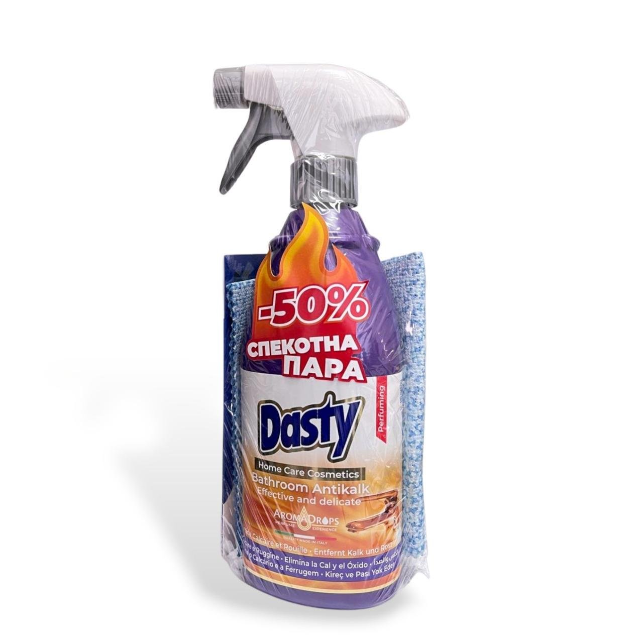 Набір Засіб для видалення вапняного нальоту Dasty 700 мл та Мікрофібра для ванної кімнати IRGE Super 30х30 см
