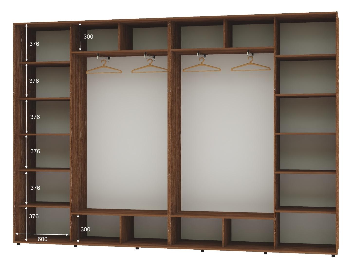 Шкаф-купе четырехдверный Алекса ДСП 360х45х230 см Дуб винтаж (55864) - фото 2 Шкаф-купе четырехдверный Алекса ДСП 360х45х230 см Дуб винтаж (55864) - фото 2