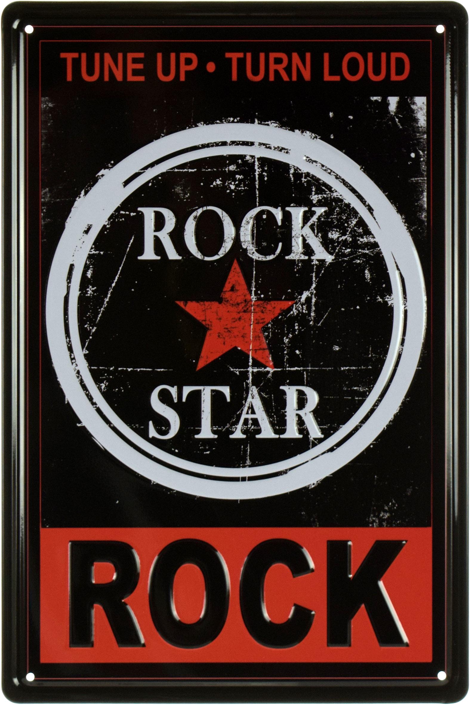 Табличка металлическая Rock Star Tune Up Turn Loud Rock 20x30 см