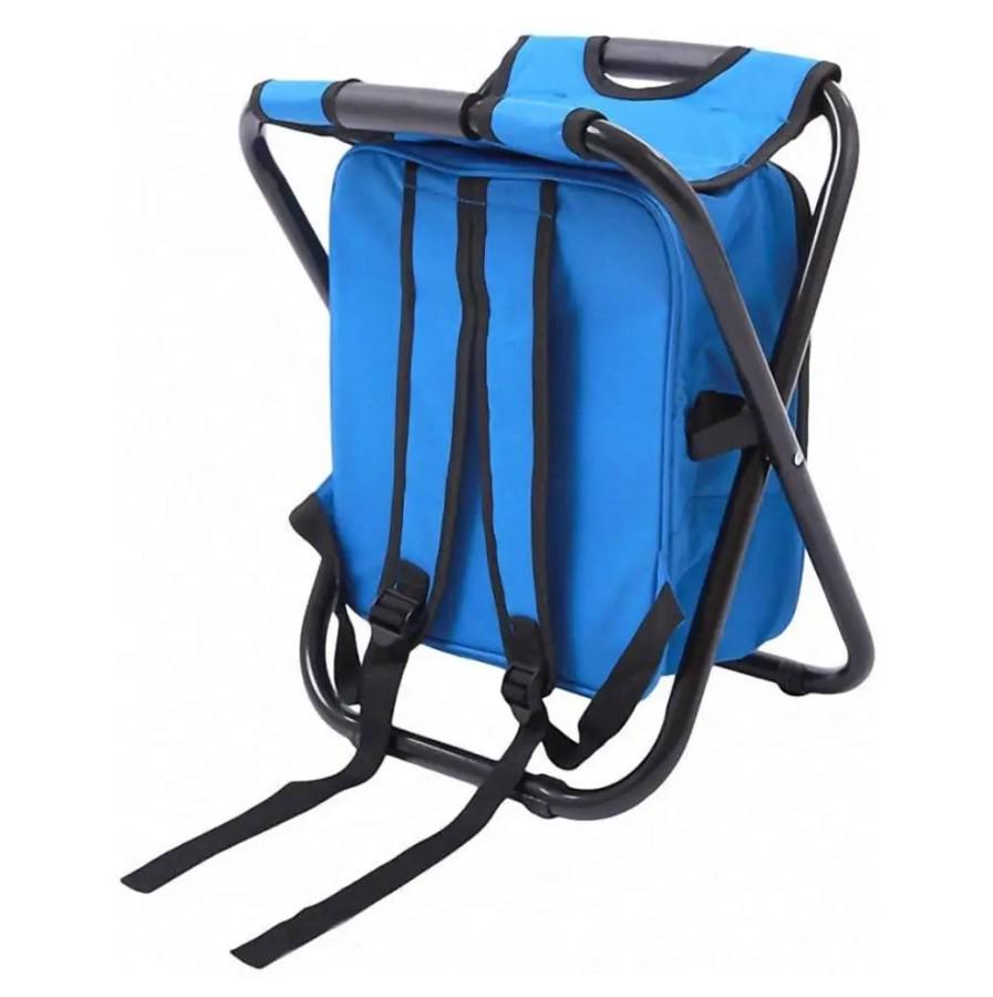 Туристичний табурет-рюкзак складаний 3в1 з термосумкою водовідштовхуючий 50х36х30 см Синій (173-1) - фото 5