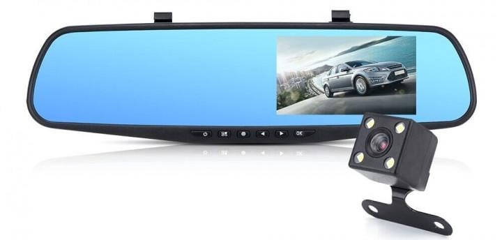 Відеореєстратор автомобільний дзеркало Blaсkbox DVR 1433 Full HD 4,3 з камерою заднього виду - фото 1