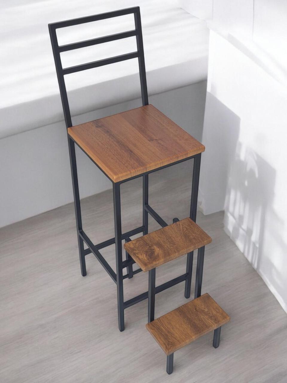 Стілець-драбинка трансформер Magnus на 3 ступені в стилі лофт зі спинкою Горіх - фото 1 Стілець-драбинка трансформер Magnus на 3 ступені в стилі лофт зі спинкою Горіх - фото 1