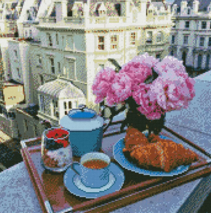 Алмазная мозаика Strateg Завтрак с круасанами 50х50 см (GA0014)