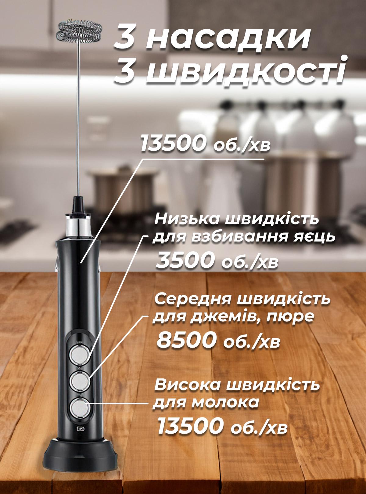 Миксер-капучинатор OnePro 66191 8842 3в1 Черный (1008842) - фото 5