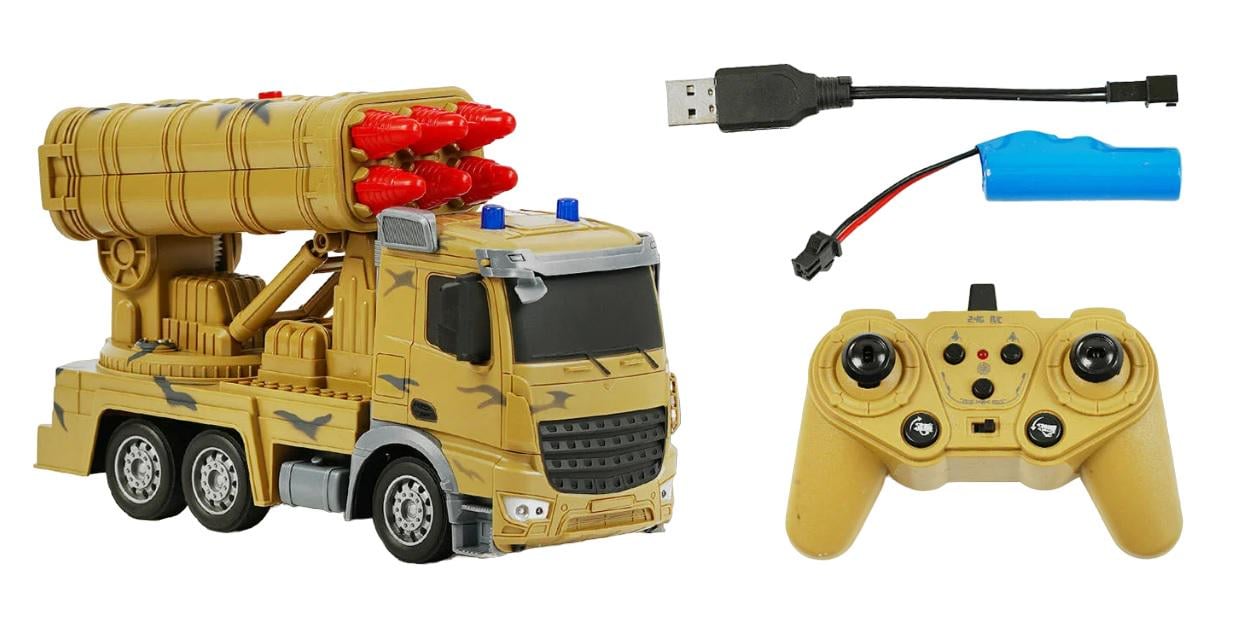 Машина на радиоуправлении TK Union Group военная техника со звуком стрельбой и пультом 24 GHz 37V Yellow (133461)