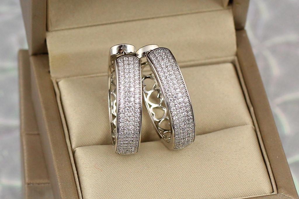 Серьги кольца Хuping Jewelry утренней росы 2,9 см Серебристый