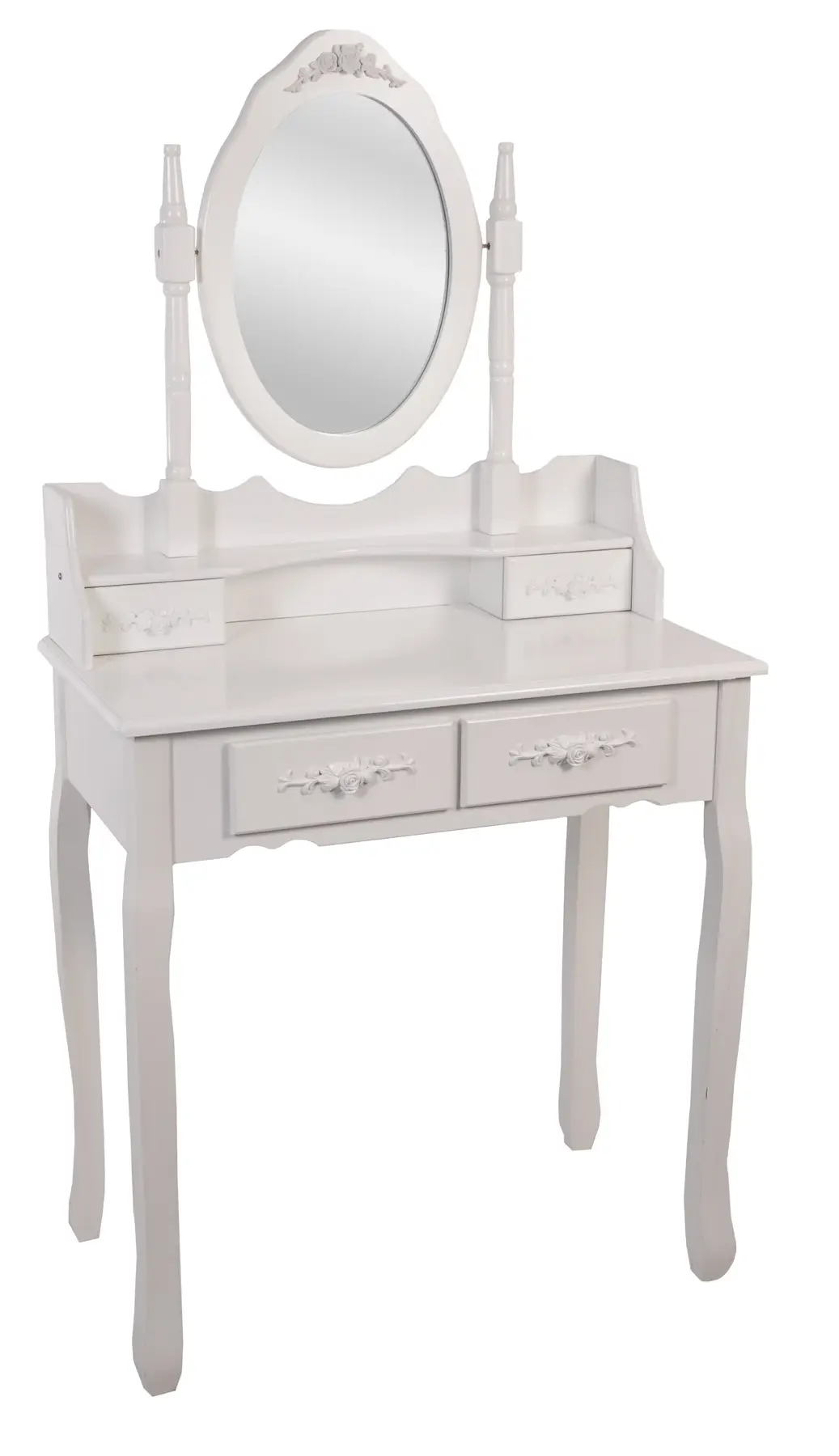 Столик туалетний Bonro В-011 з МДФ з 4 шухлядами та сірою табуреткою 138х71х40 см Білий (124-76-20000014) - фото 3 Столик туалетний Bonro В-011 з МДФ з 4 шухлядами та сірою табуреткою 138х71х40 см Білий (124-76-20000014) - фото 3