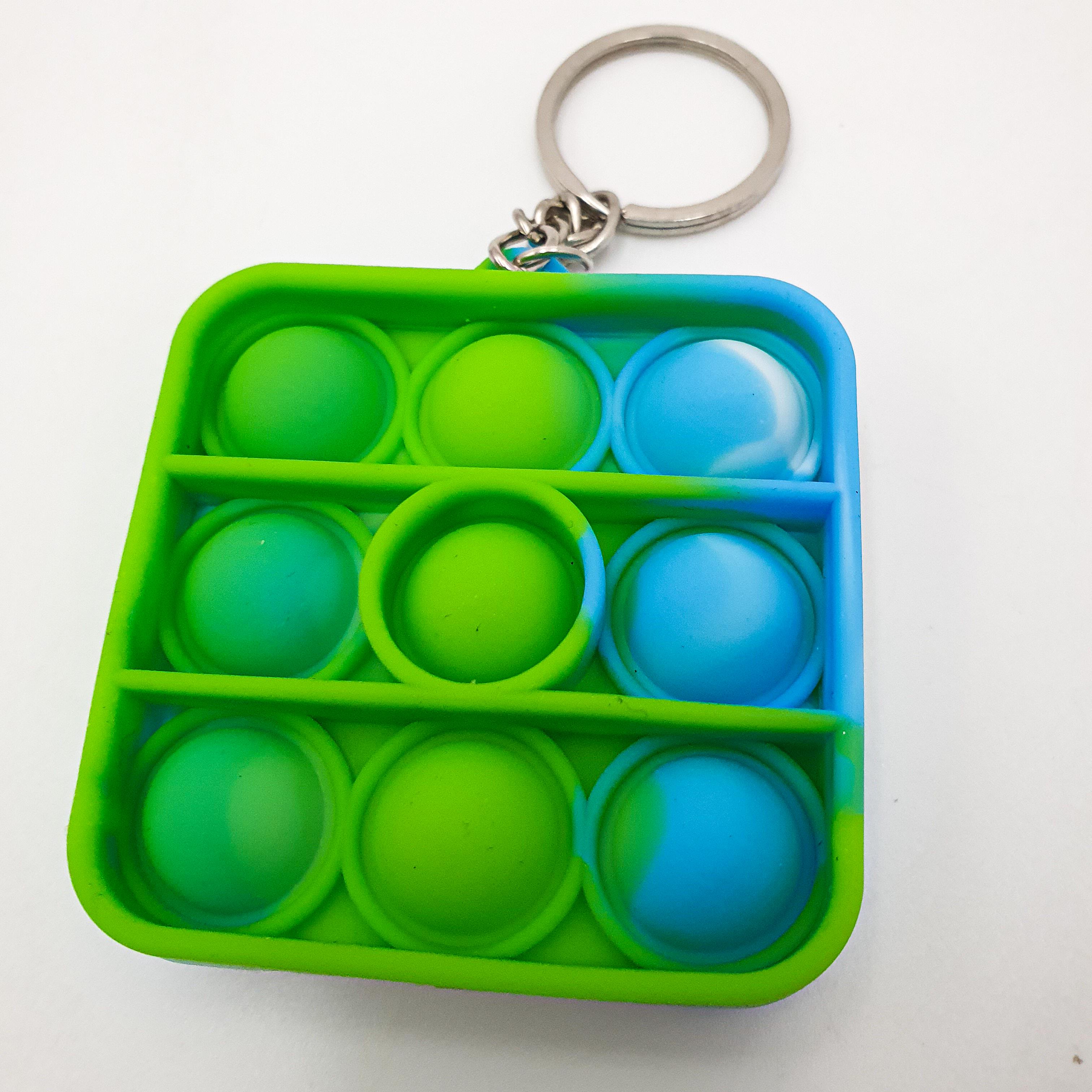Сенсорна іграшка брелок антистрес UKC Pop It Fidget квадрат Зелено-блакитний