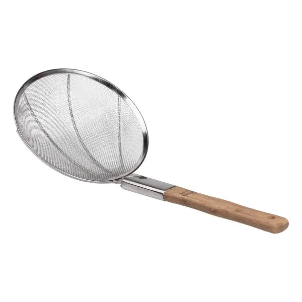 Шумовка паук для вока и фритюра Zhongjing из нержавеющей стали с деревянной ручкой 24 см Металлик (147-107-HP-19-19-24CM)