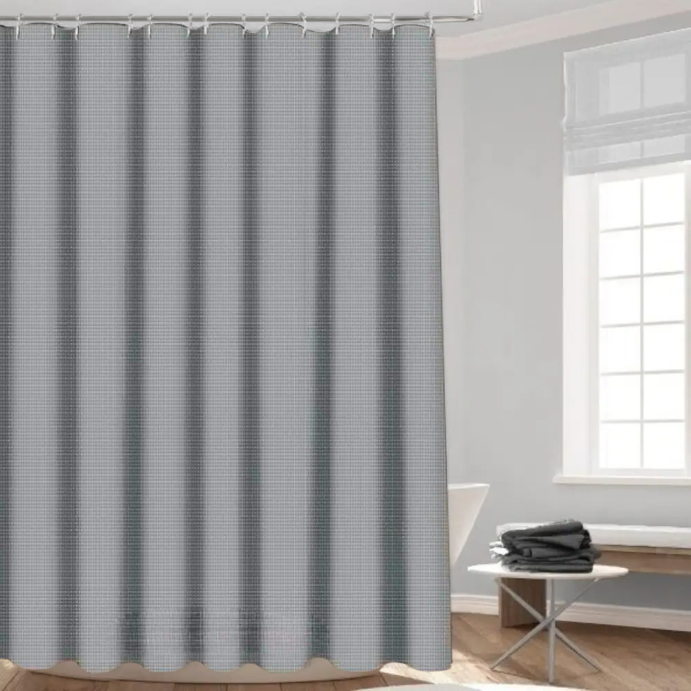 Набор шторка для ванной и душа с подкладкой с металлическими крючками с жаккардовым узором 178x183 см Серый Набор шторка для ванной и душа с подкладкой с металлическими крючками с жаккардовым узором 178x183 см Серый