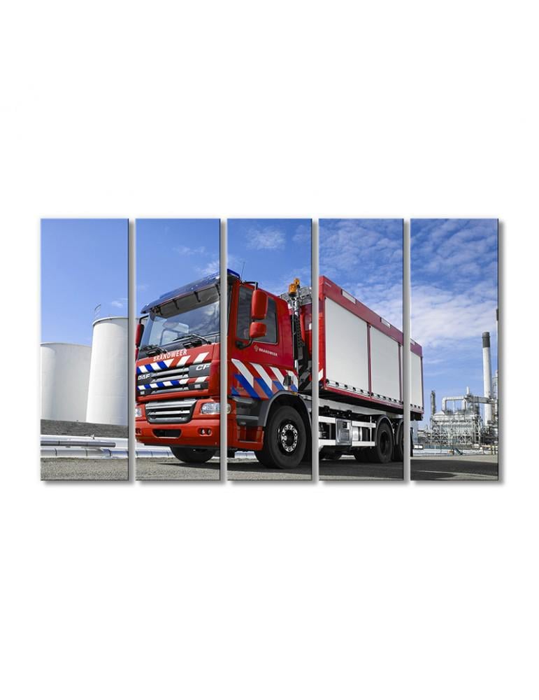 Картина модульная Пожарная машина DAF CF75 6x2 2001 5 модулей 70x105 см