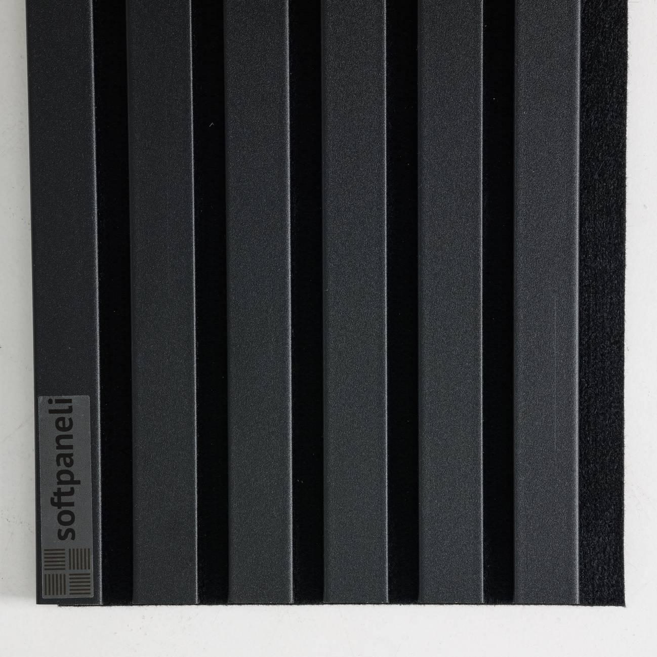 Панель стеновая 3D softpaneli реечная акустическая 2800х295х17 мм Черный - фото 2