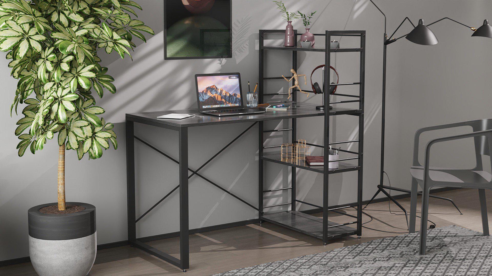 Письмовий стіл Ferrum-decor Konekt з етажеркою метал/ДСП 16 мм Чорний/Венге Магія (FRD-105744) - фото 1