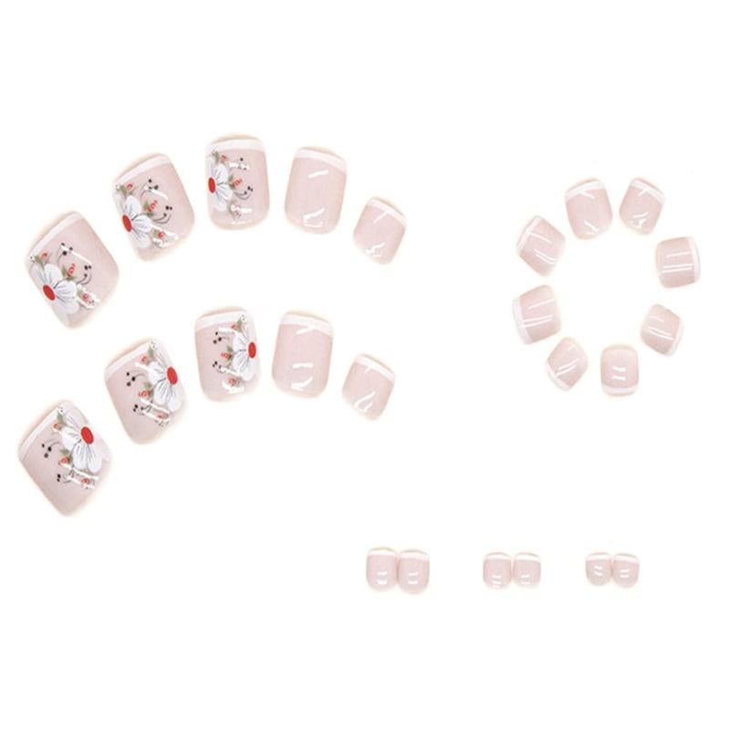 Накладні нігті Квіти для педикюру з клейовими пластинами 24 шт. Білий із кольоровим (2689612524) - фото 7 Накладні нігті Квіти для педикюру з клейовими пластинами 24 шт. Білий із кольоровим (2689612524) - фото 7