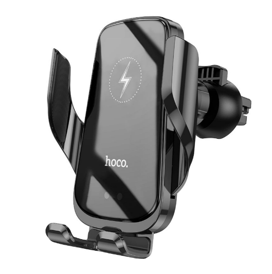 Держатель для телефона Hoco CA202 с беспроводной зарядкой 15W Черный - фото 1 Держатель для телефона Hoco CA202 с беспроводной зарядкой 15W Черный - фото 1