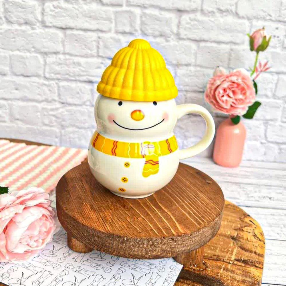 Чашка новогодняя с крышкой снеговик 350 мл Желтый - фото 9 Чашка новогодняя с крышкой снеговик 350 мл Желтый - фото 9