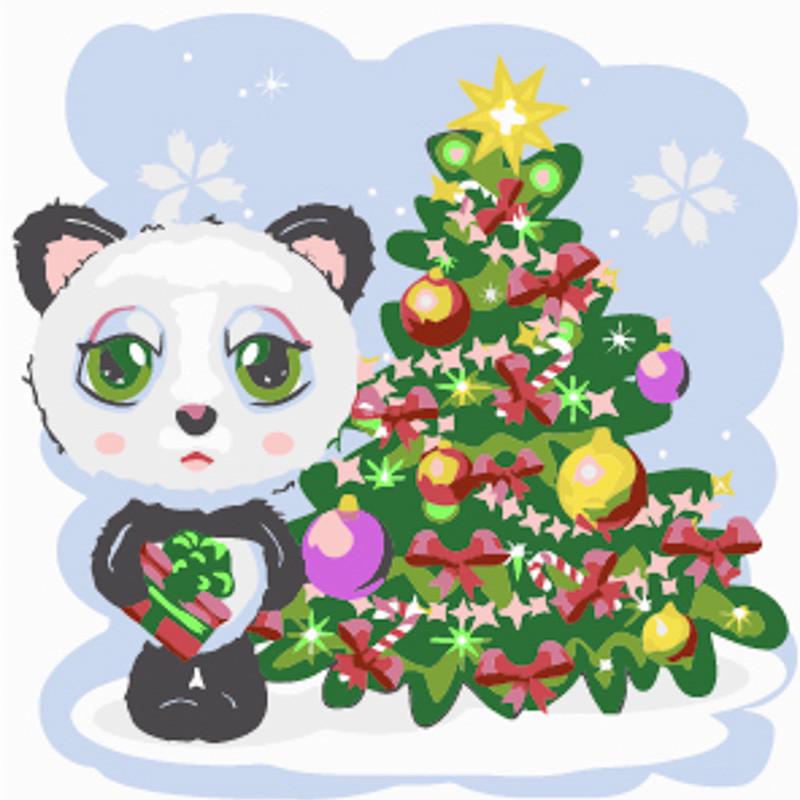 Картина по номерам Strateg Премиум Енот 30х30 см (ES226)