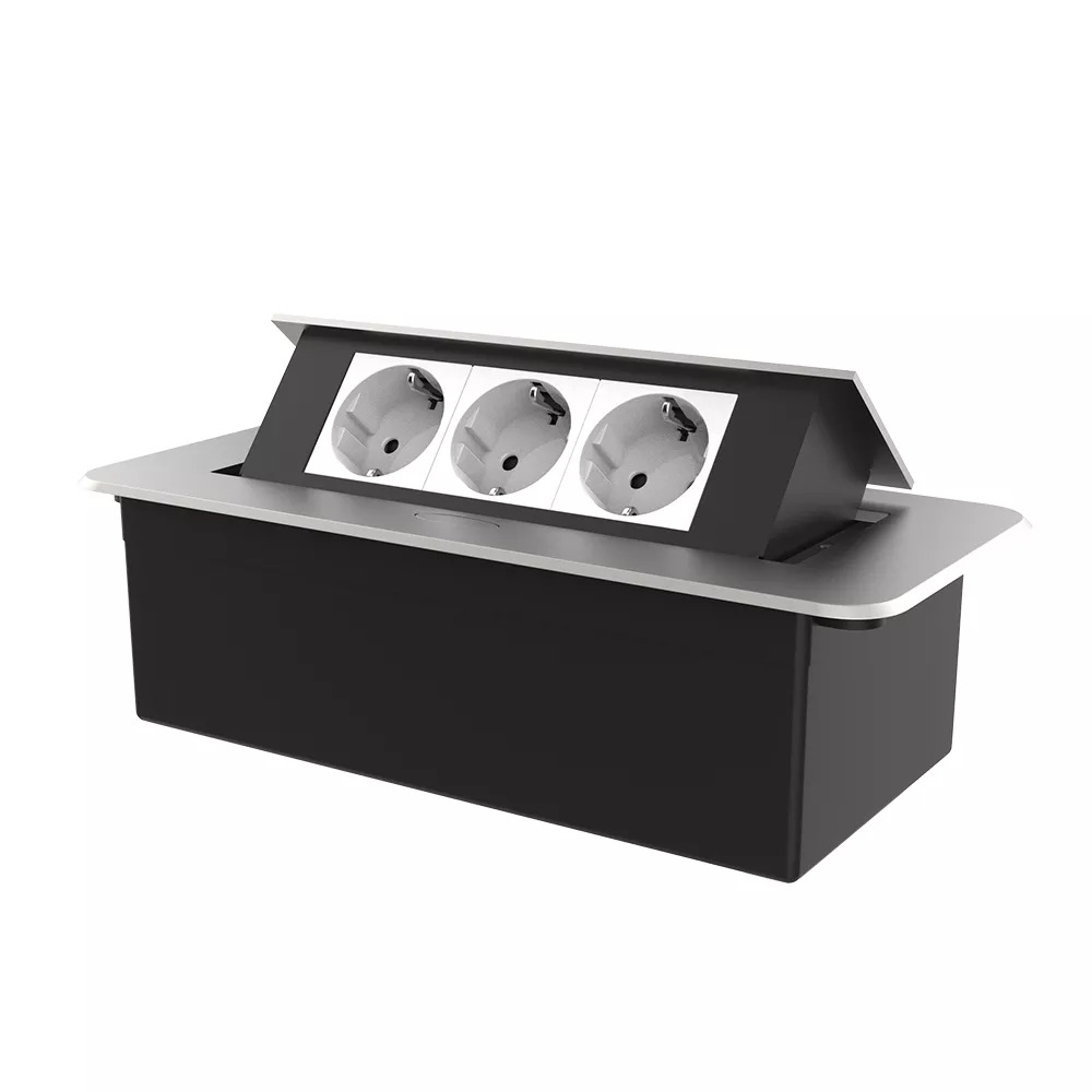 Розетка Livolo тройная мебельная Белый в сером (VL-SHS013-EU11-S)