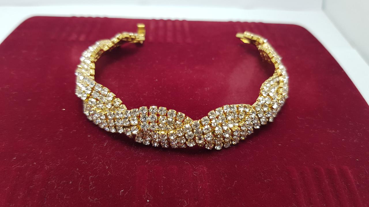 Браслет женский с кристаллами 15 мм 6 рядов камней Золотистый (1832874579) Браслет женский с кристаллами 15 мм 6 рядов камней Золотистый (1832874579)