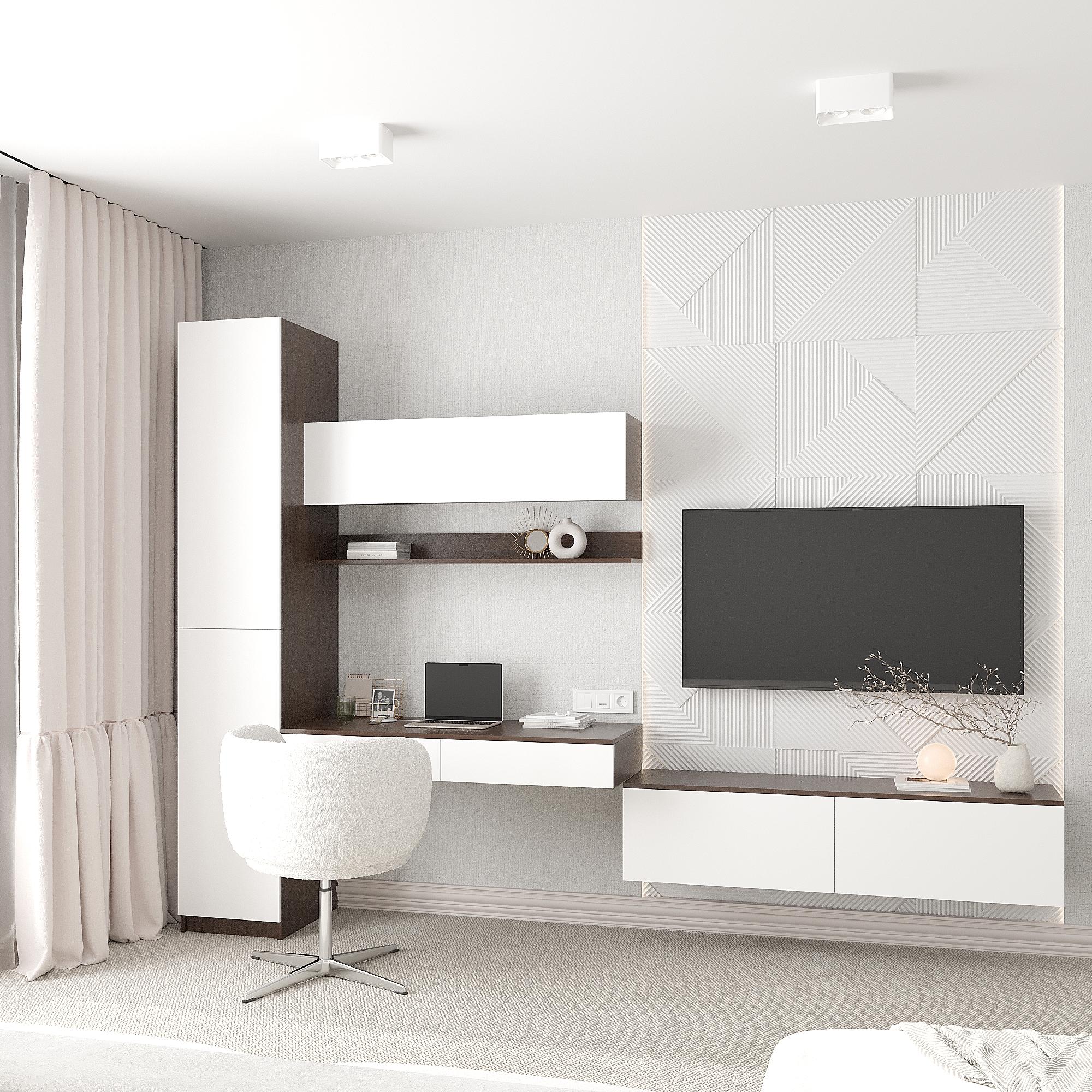 Комплект мебели Эйр пенал/стол подвесной/полка/тумба Венге магия/Белый (28523435)