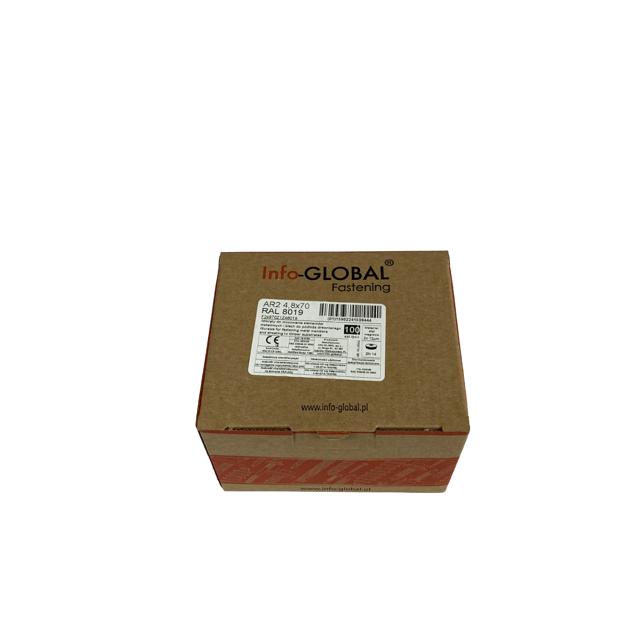 Кровельный саморез Info-Global 4,8×70 мм по дереву с шайбой EPDM (RAL 8019)
