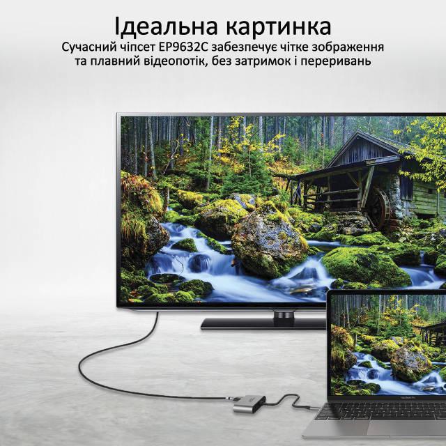 USB-C хаб Promate 2-в-1 MediaHub-C2 HDMI/VGA Grey - фото 5