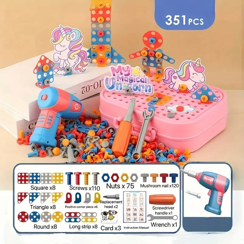 Конструктор-мозаїка дитячий Єдиноріг 2D та 3D збірка у валізці 351 елемент (2706528450) - фото 2 Конструктор-мозаїка дитячий Єдиноріг 2D та 3D збірка у валізці 351 елемент (2706528450) - фото 2