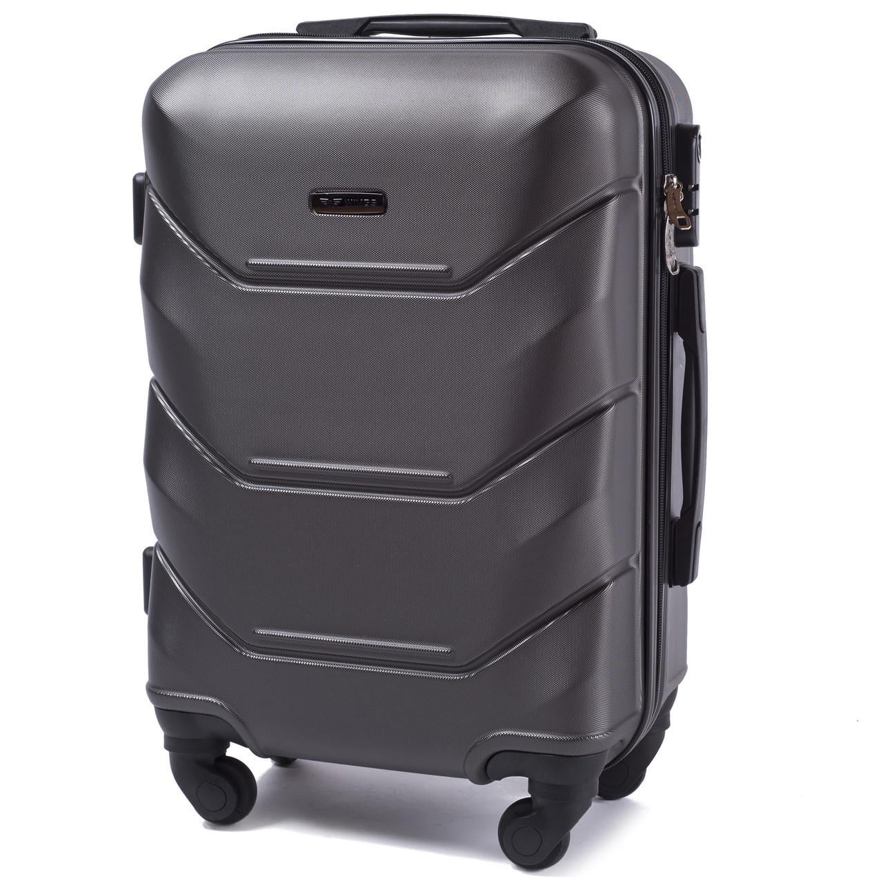 Чемодан малый Wings 147 S 19" на 4 колесах ручная кладь 53х36,5х21 см 33 л Темно-серый