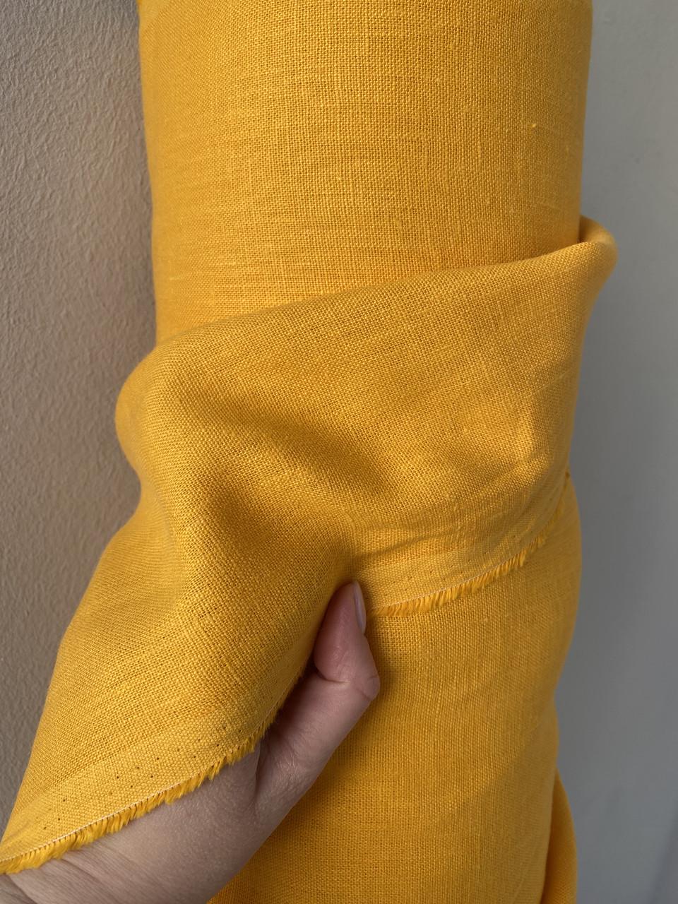 Ткань скатертная LINEN PLUS льняная 145 см 260 Желтый - фото 2