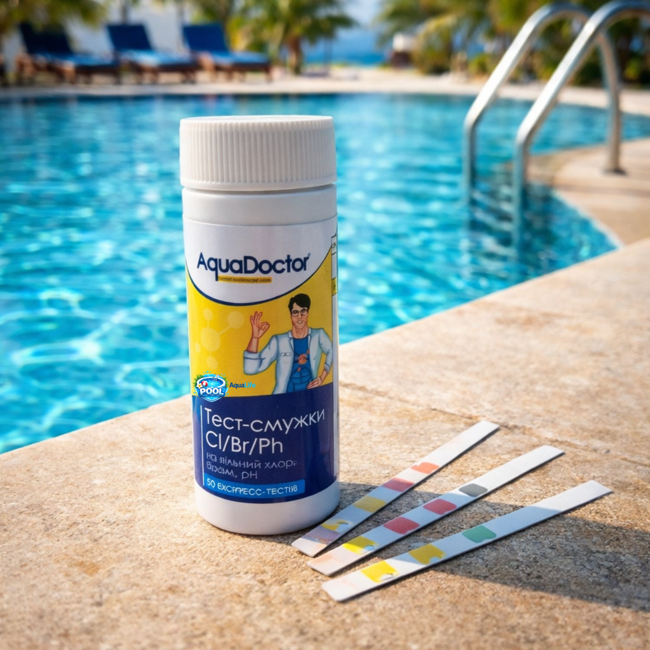 Тест-полоски для бассейна AquaDoctor Cl/pH 50 шт.