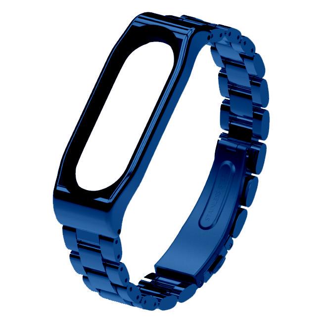 Ремешок MiJobs металлический для Xiaomi Mi Band 5/4/3 Синий (1789P) - фото 1