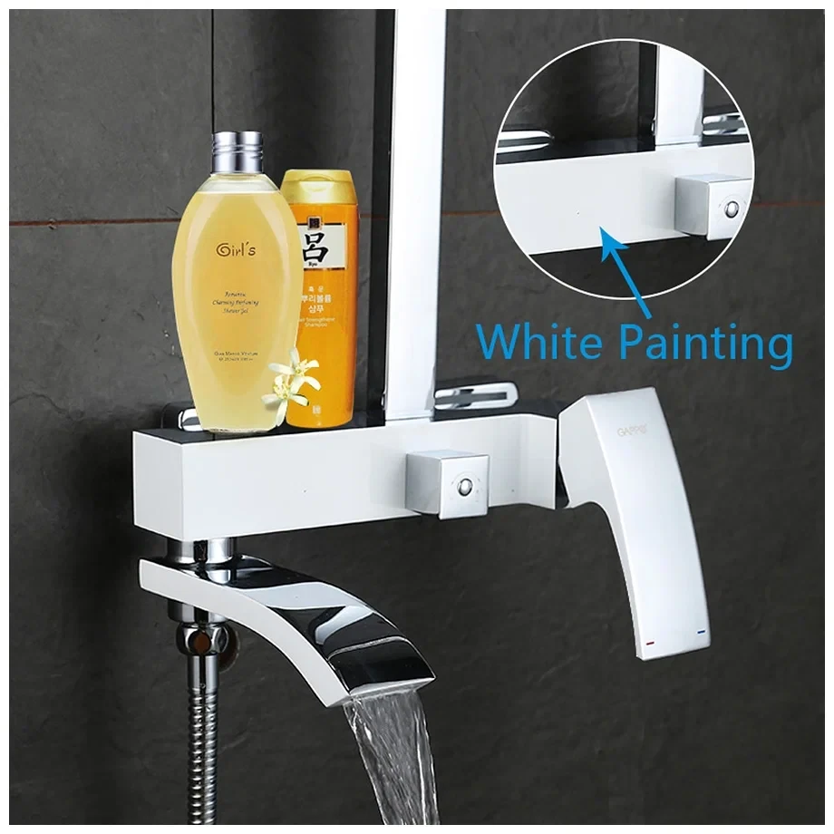 Душевая система Gappo G07 G2407-8 излив-переключатель на лейку Белый/Хром - фото 4