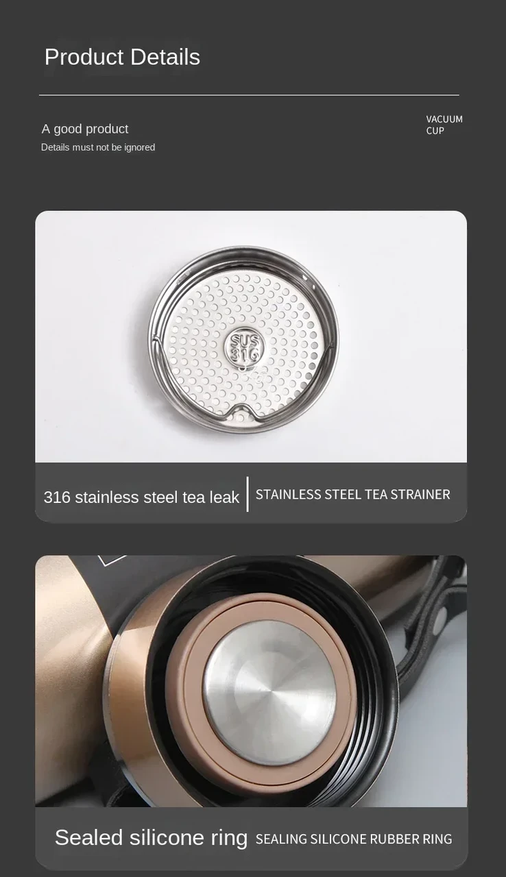 Термос из нержавеющей стали для воды чая кофе вакуумный 1000 мл - фото 3