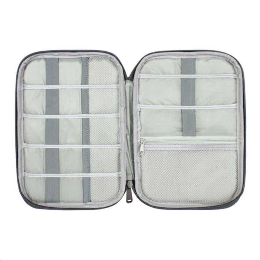 Органайзер для гаджетів і зарядних пристроїв Travel 25х19х2 см 1 відділення 9 секцій на блискавці Сірий (139)