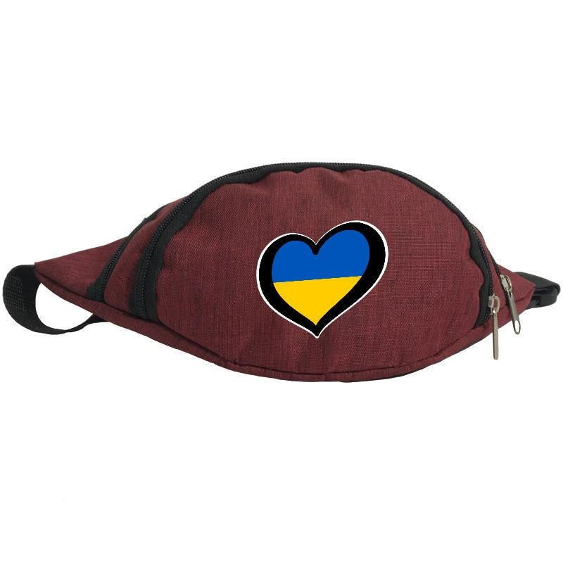 Поясная сумка-бананка Cappuchino toys с символами Украины UA-003 Бордовый (1640716884)