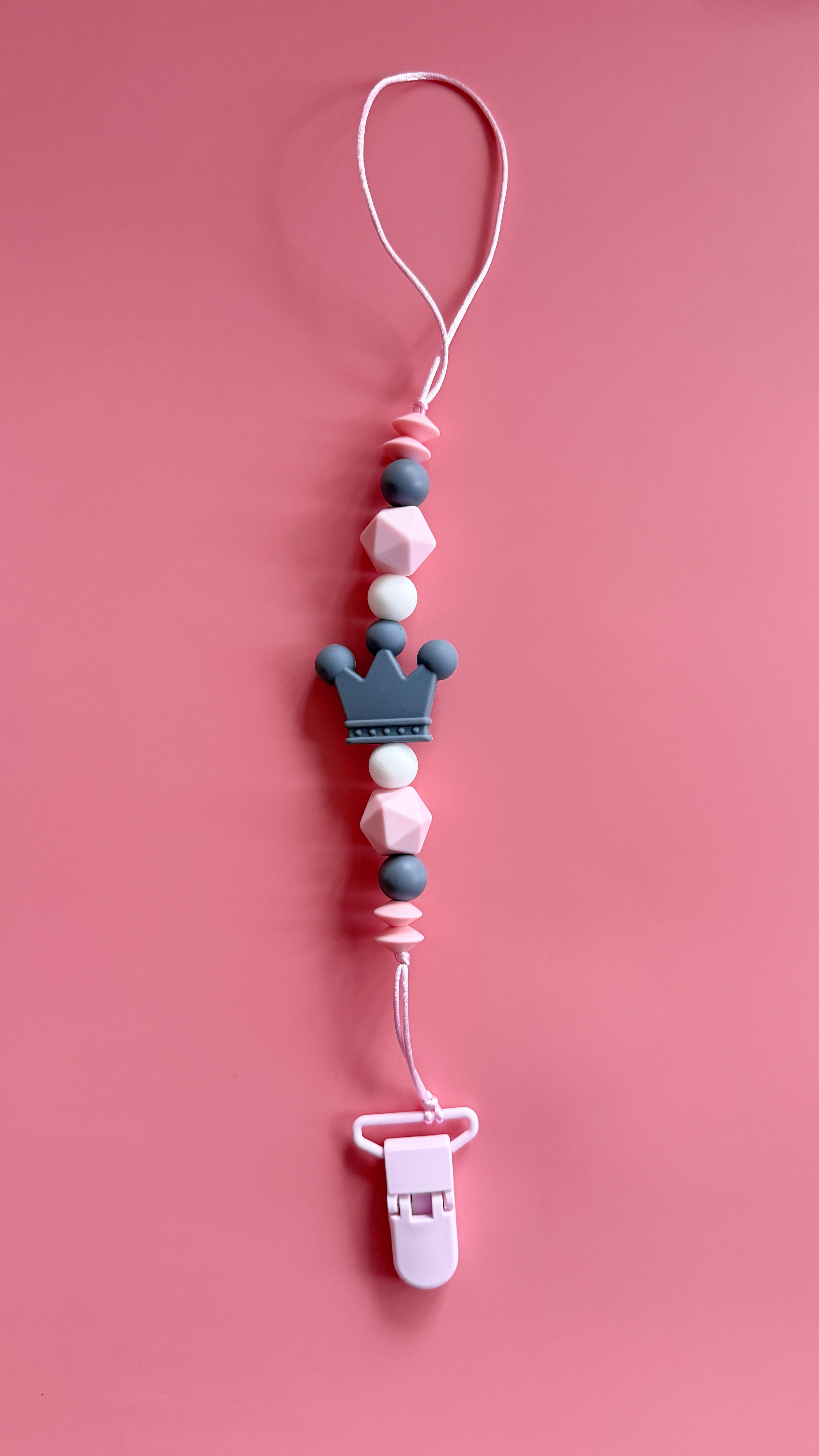 Держатель для пустышки Mommy Bag Корона Серо-розовый (143987)