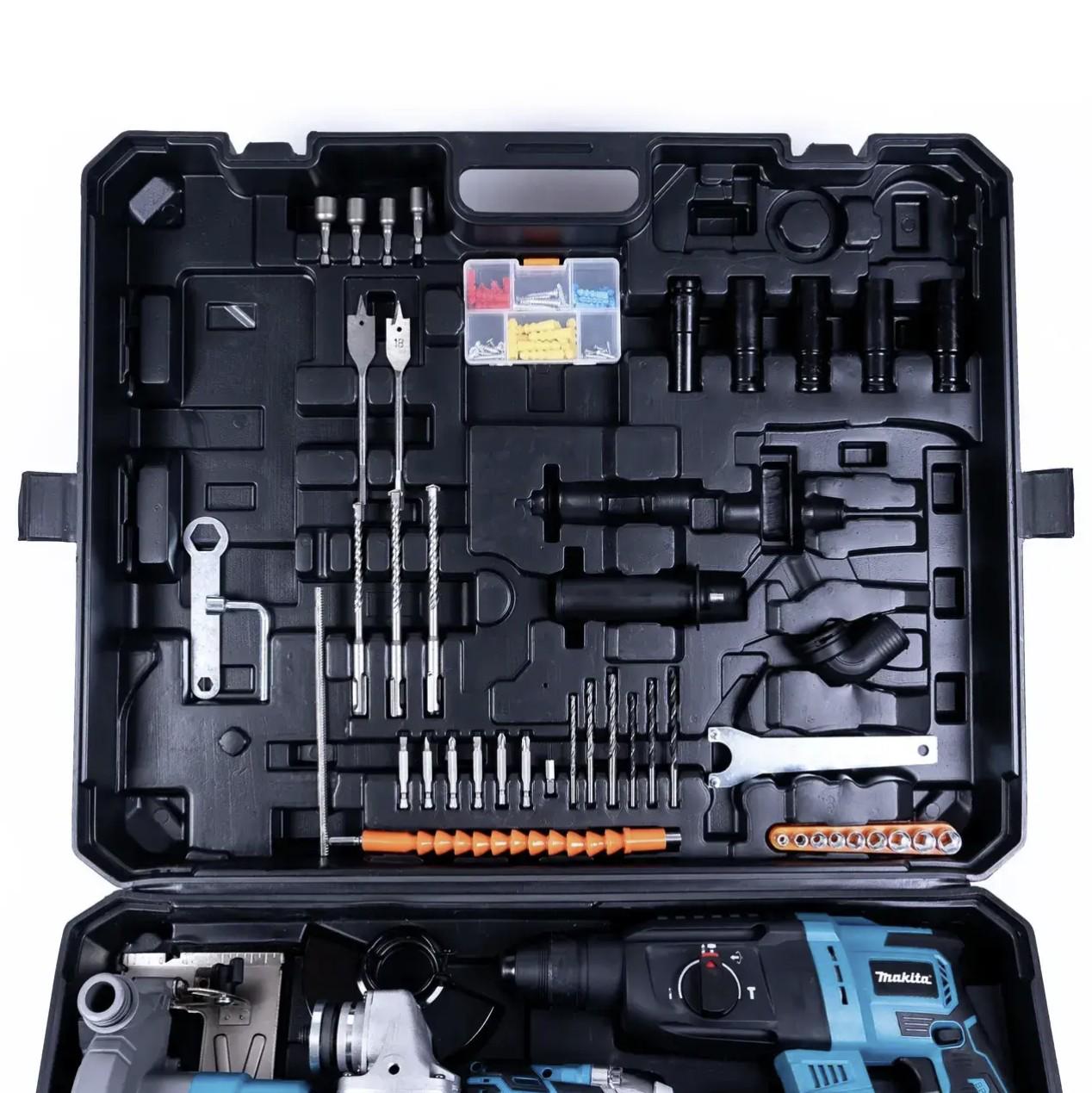 Набор аккумуляторных инструментов Makita PowerSet 5в1 48V шуруповерт/болгарка/перфоратор/гайковерт/циркулярная пила Синий - фото 7