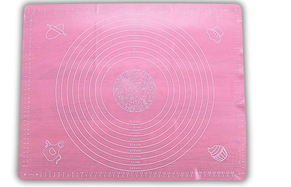 Коврик для теста силиконовый с разметкой 50х40 см Розовый