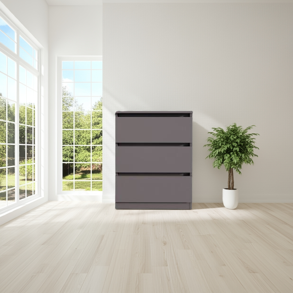 Комод MEBEX на 3 шухляди 60х40х77,4 см Сірий темний (VM3B600DG) - фото 1 Комод MEBEX на 3 шухляди 60х40х77,4 см Сірий темний (VM3B600DG) - фото 1