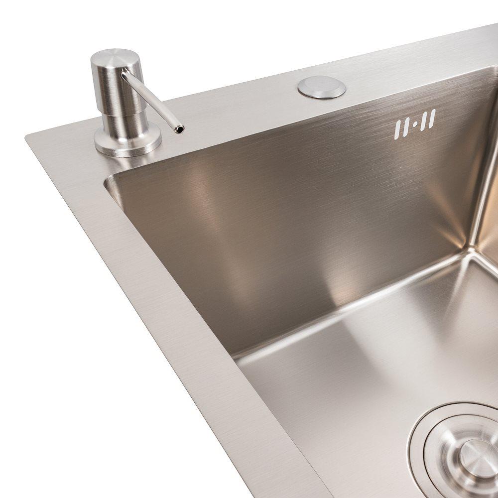Мийка кухонна Valeso Handmade CM 78х50 L нержавіюча сталь круглий сифон 3,0/0,8 мм - фото 4