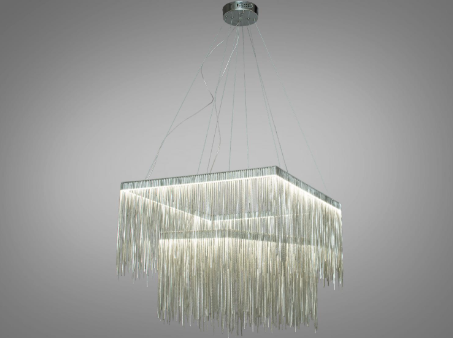 Люстра светодиодная бахрома Diasha 65 Вт 60 см Хром (LSD-600+400F-HR)