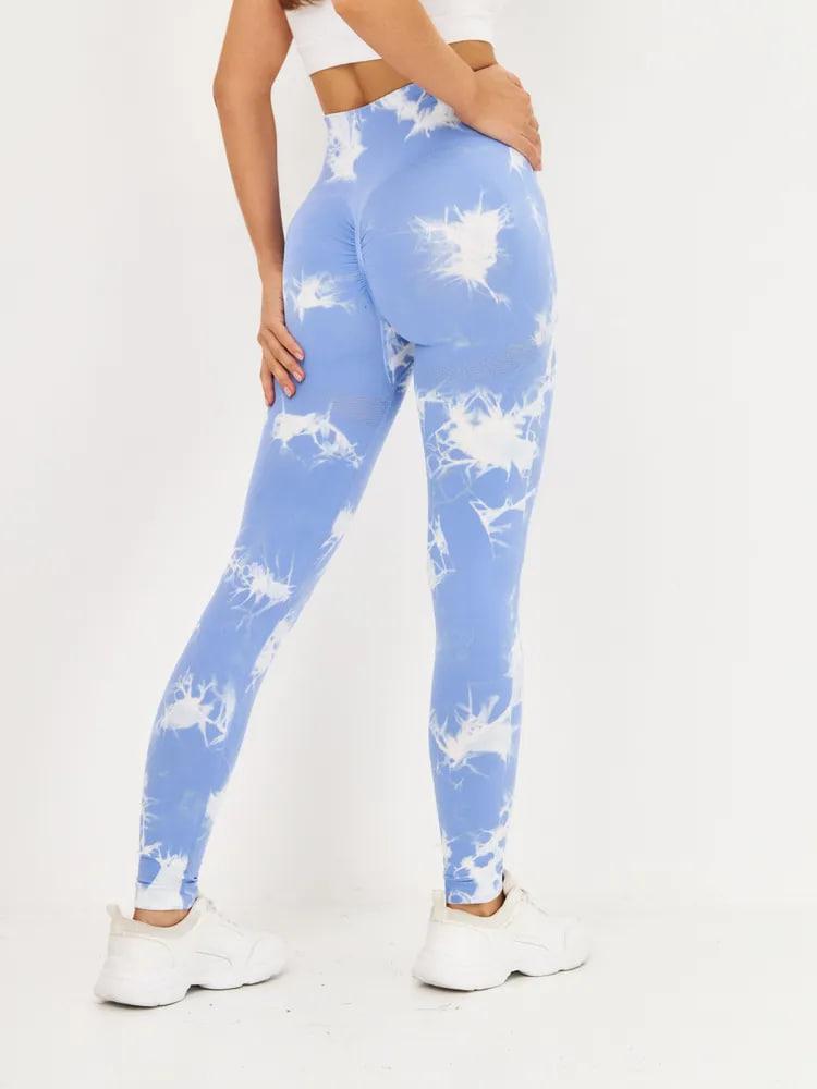 Леггинсы с мраморным принтом M Светло-голубой/Белый (HX0240000M) - фото 2
