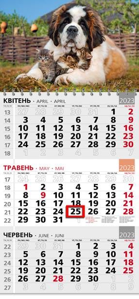 Календарь квартальный офисный 3 Щенки и котята Календарь квартальный офисный 3 Щенки и котята