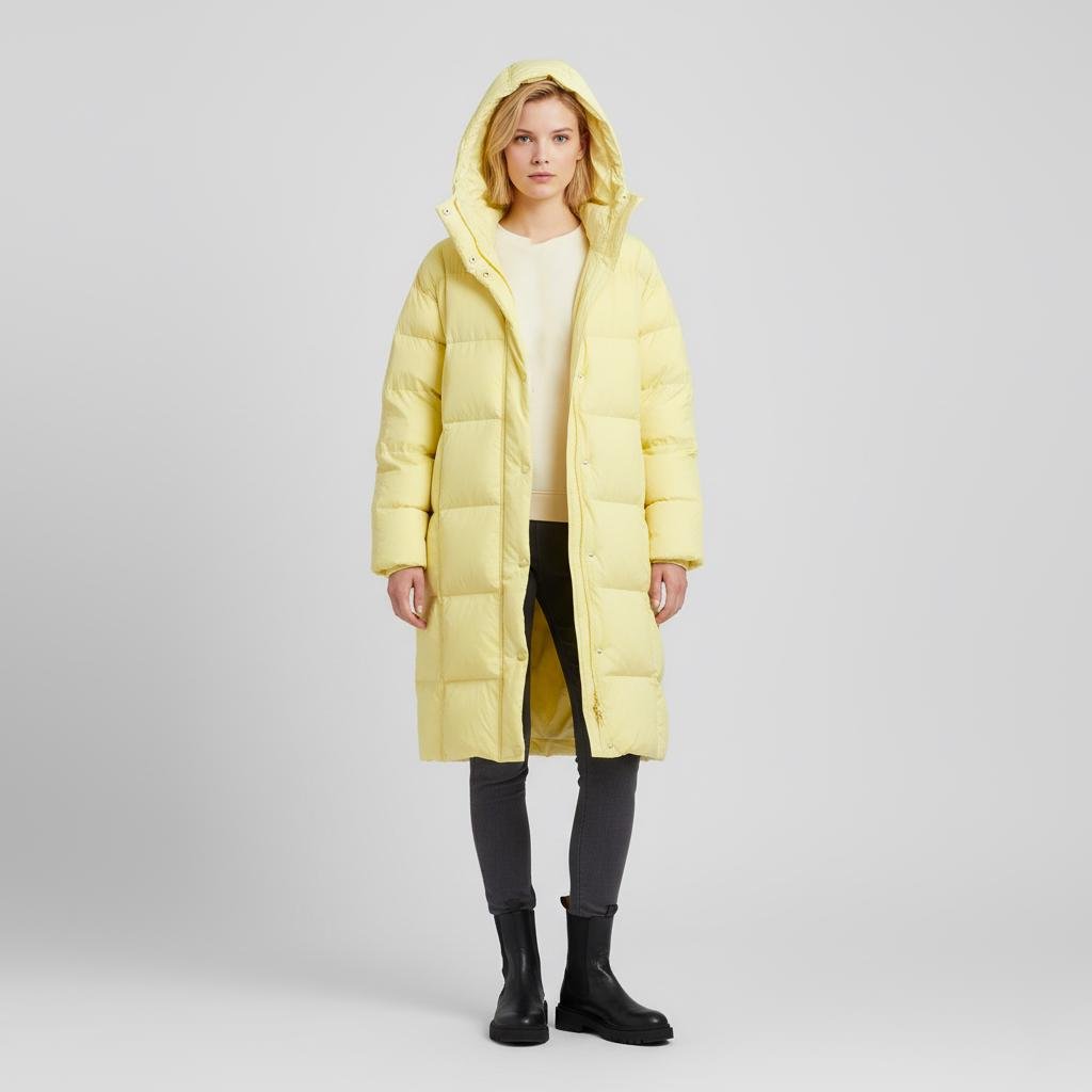 Пуховик женский Number Nine DW-202 с капюшоном р. 44 Желтый (DW-202-44) - фото 10