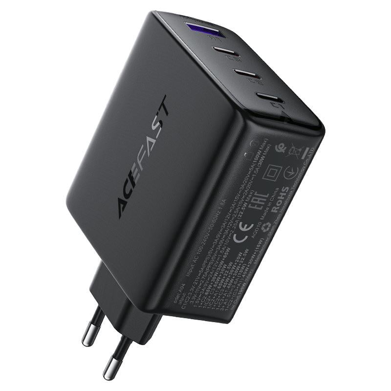 Зарядное устройство сетевое Acefast A94 PD100W GaN 3xUSB-C/USB-A charger Black (19112)