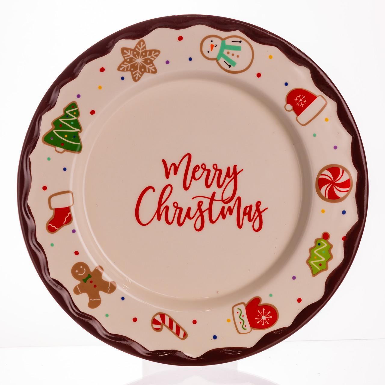 Тарелка сервировочная Merry Christmas фарфоровая 27,5 см (CR-1-39)