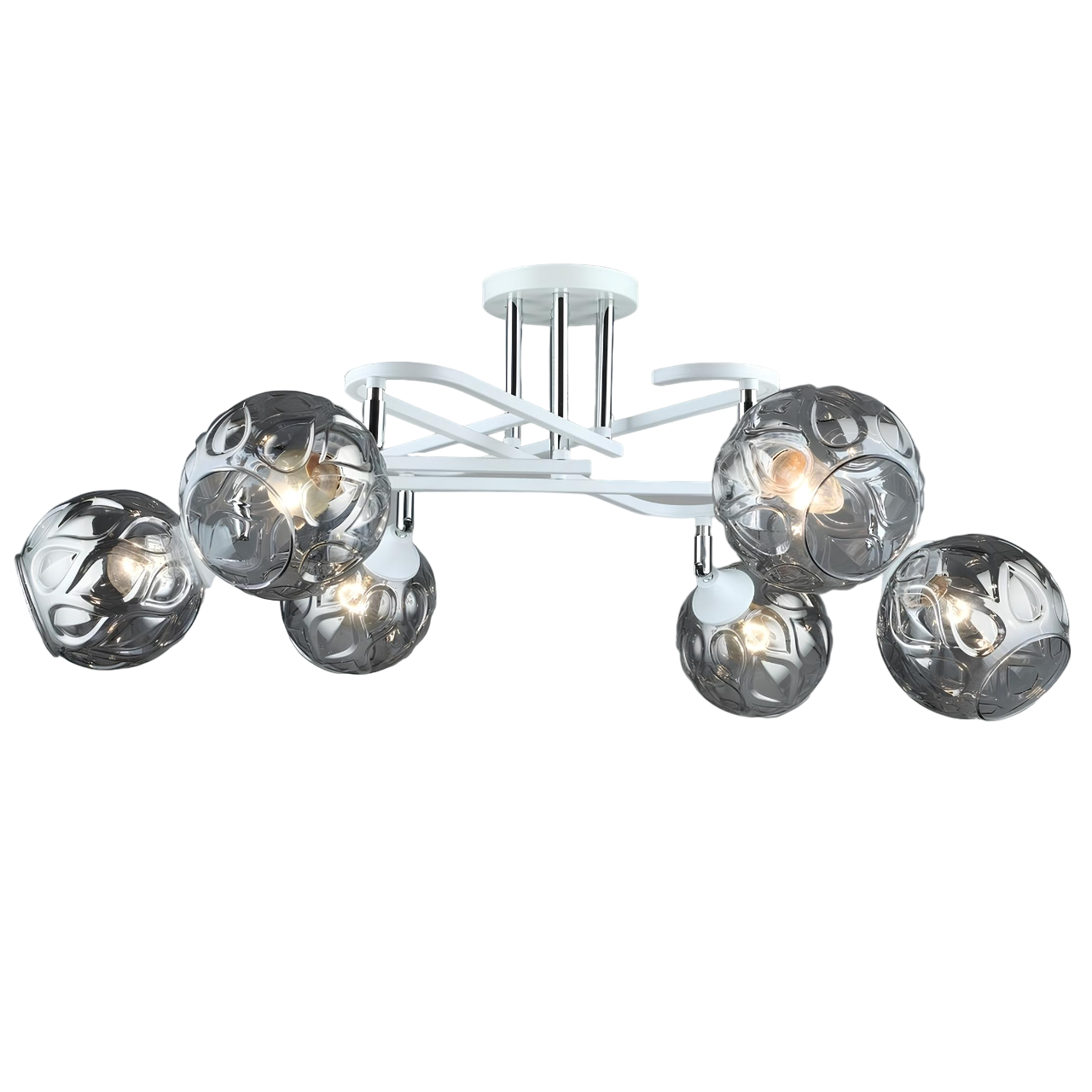 Люстра Sirius на шесть поворотных плафонов под лампу Е27 Хром/Белый (B A4071/6 WT+CH)