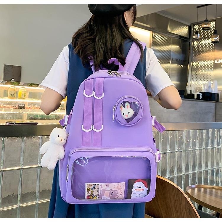 Шкільний рюкзак для дівчинки Ведмедик з значком-зайчик 4в1 5-11 клас Фіолетовий (27667919) - фото 3 Шкільний рюкзак для дівчинки Ведмедик з значком-зайчик 4в1 5-11 клас Фіолетовий (27667919) - фото 3