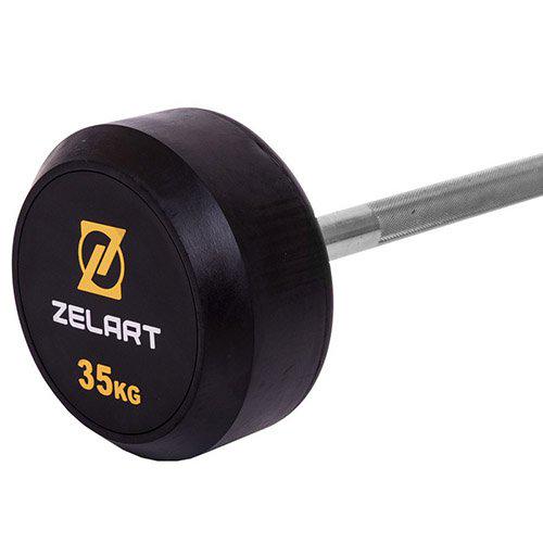 Штанга фиксированная прямая Rubber Coated Barbell Zelart TA-2685 35 кг Черный (58363066) - фото 3